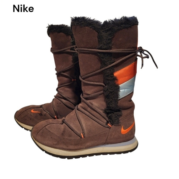Nike Insulate Vintage Brown Blue Suede Tall Winter Boot Fur Snow Outdoor Women 6 - Picture 3 of 11